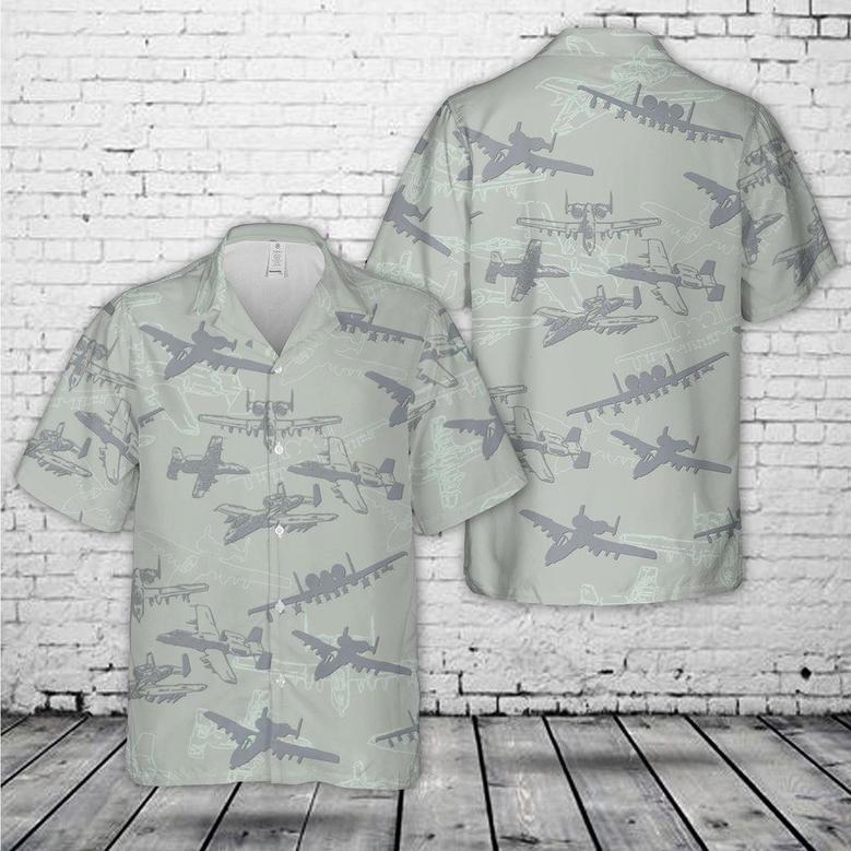 Us Air Force Hawaiian Shirt, Us Air Force Fairchild Republic Warthog Thunderbolt Ii Silhouette Hawaiian Shirt