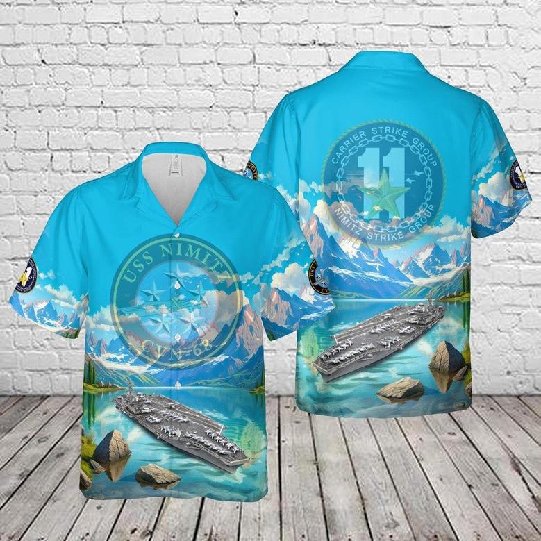 Us Navy Hawaiian Shirt, Us Navy Carrier Strike Group 11 Or Carstrkgru 11) Uss Nimitz Hawaiian Shirt