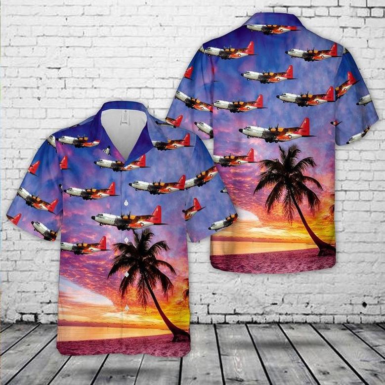 Us Navy Hawaiian Shirt, Us Navy Lockheed Hercules (Buno 570497) Hawaiian Shirt, Military Hawaiian Shirt