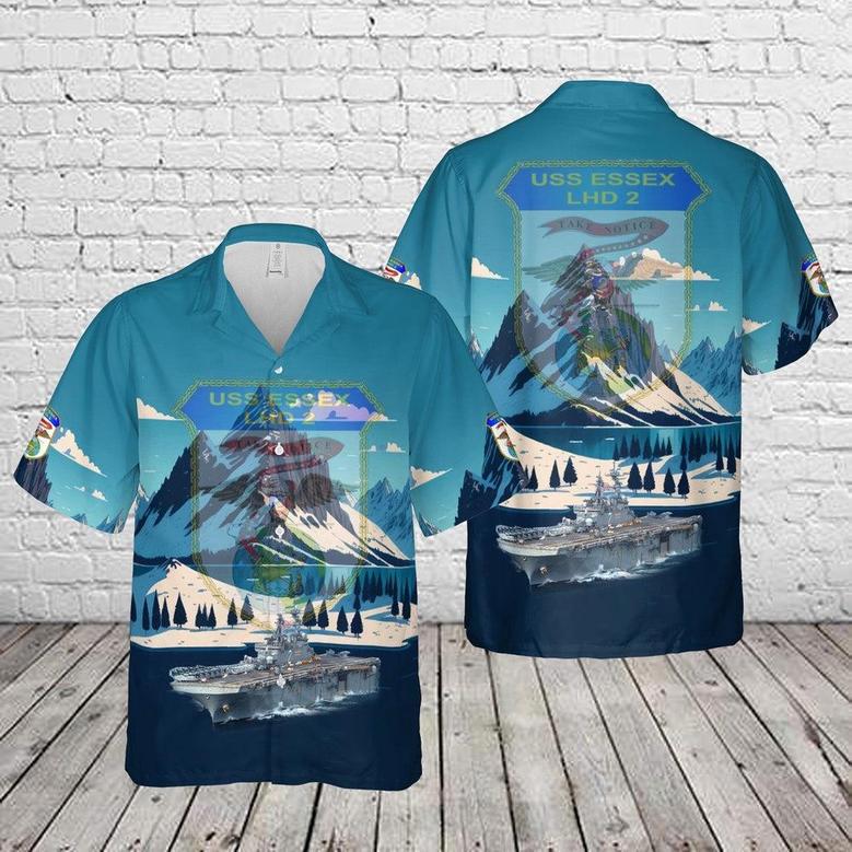 Us Navy Hawaiian Shirt, Us Navy Uss Essex Essex Expeditionary Strike Group Hawaiian Shirt, Military Hawaiian Shirt