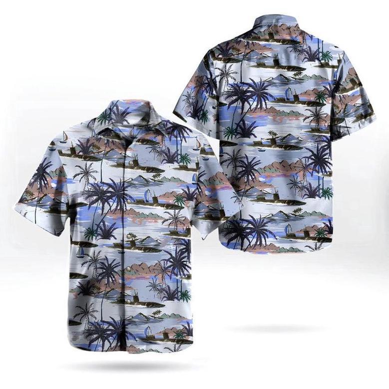 Us Navy Hawaiian Shirt, Us Navy Los Angeles Uss Greeneville Attack Submarine Hawaiian Shirt, Military Hawaiian Shirt