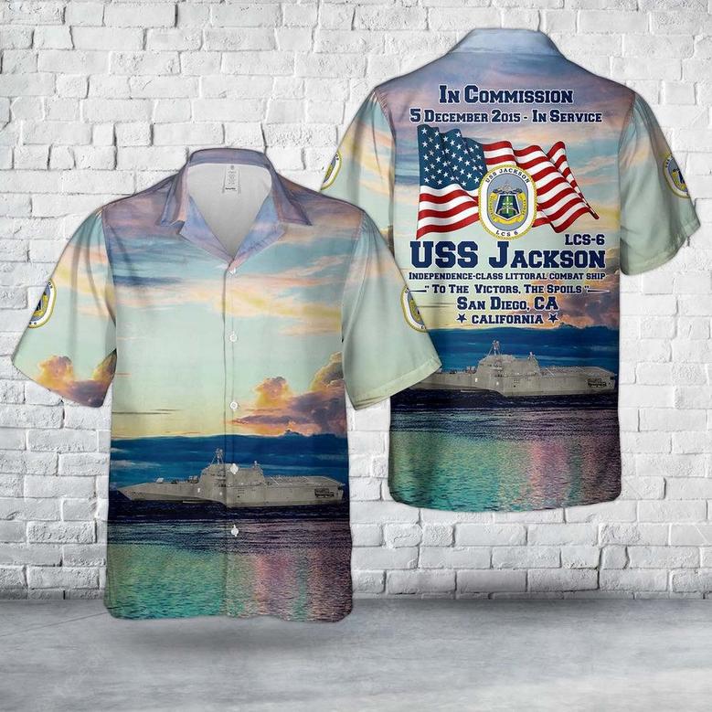 Us Navy Hawaiian Shirt, Us Navy Uss Jackson Independence-Class Littoral Combat Ship Hawaiian Shirt