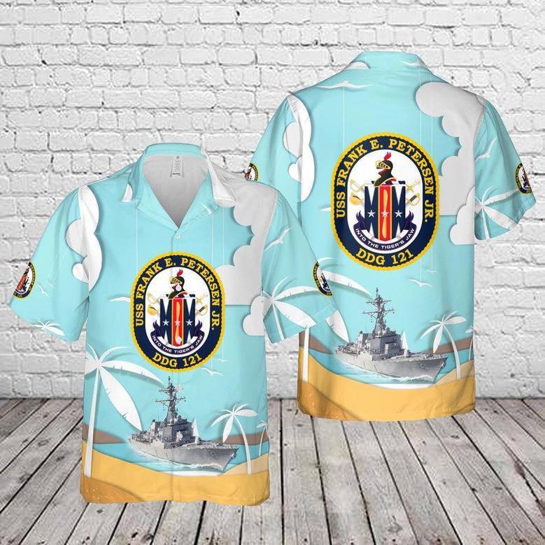 Us Navy Hawaiian Shirt, Us Navy Uss Frank E. Petersen Jr. Arleigh Burke-Class Destroyers Hawaiian Shirt