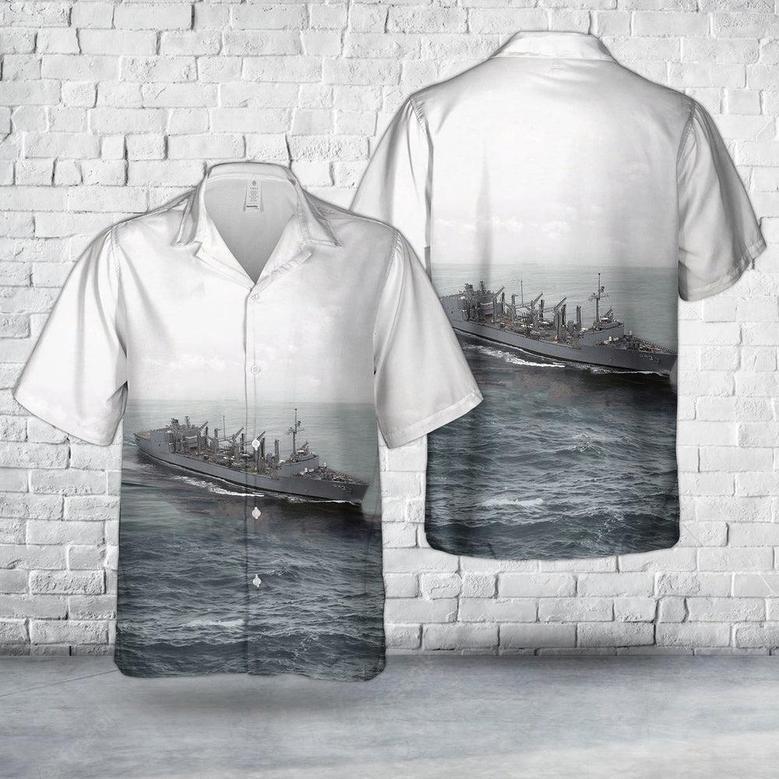 Us Navy Hawaiian Shirt, Us Navy Uss Kansas City Wichita-Class Replenishment Oilers Hawaiian Shirt