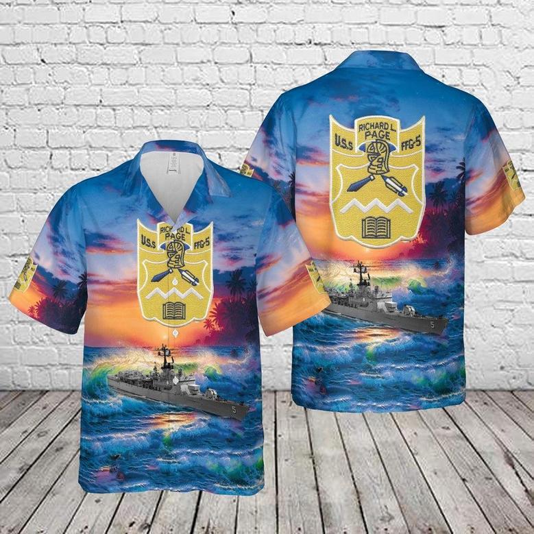 Us Navy Hawaiian Shirt, Us Navy Uss Richard L Page Hawaiian Shirt, Military Hawaiian Shirt