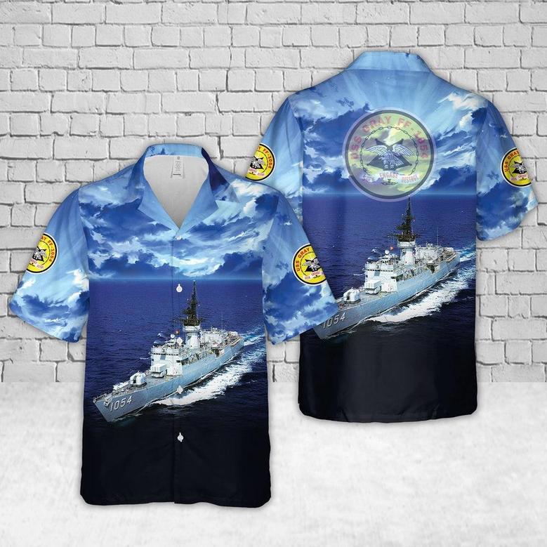 Us Navy Hawaiian Shirt, Us Navy Uss Gray Knox-Class Frigate Hawaiian Shirt, Military Hawaiian Shirt