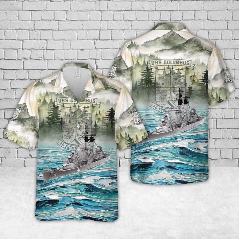 Us Navy Hawaiian Shirt, Us Navy Uss Columbus Hawaiian Shirt, Military Hawaiian Shirt