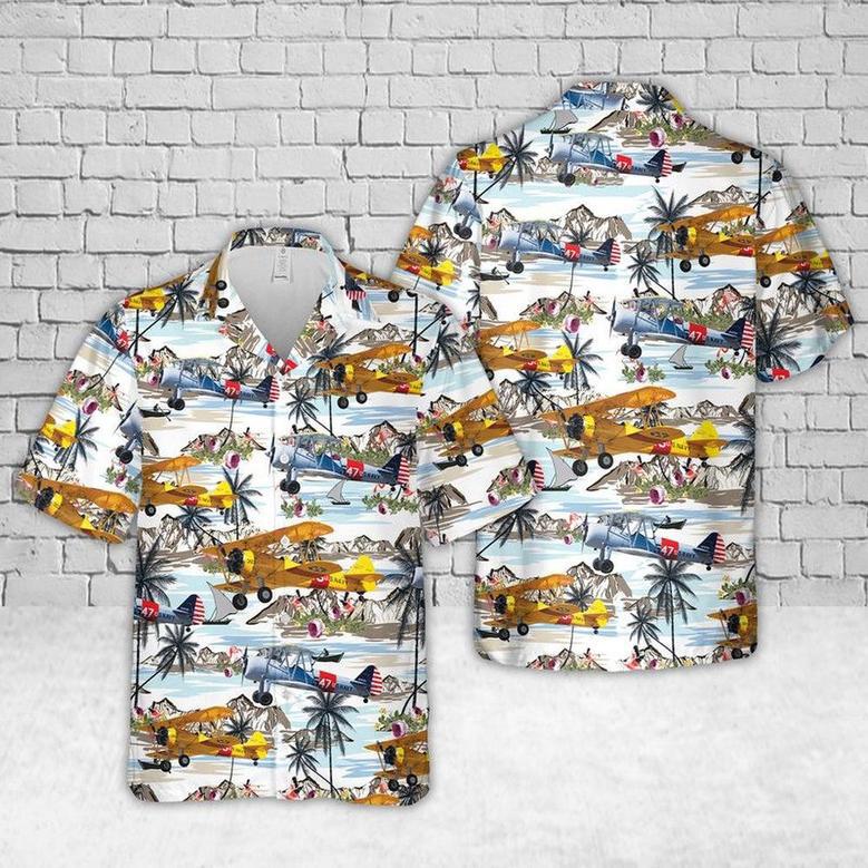 Us Navy Hawaiian Shirt, Us Navy Boeing Stearman Hawaiian Shirt, Military Hawaiian Shirt