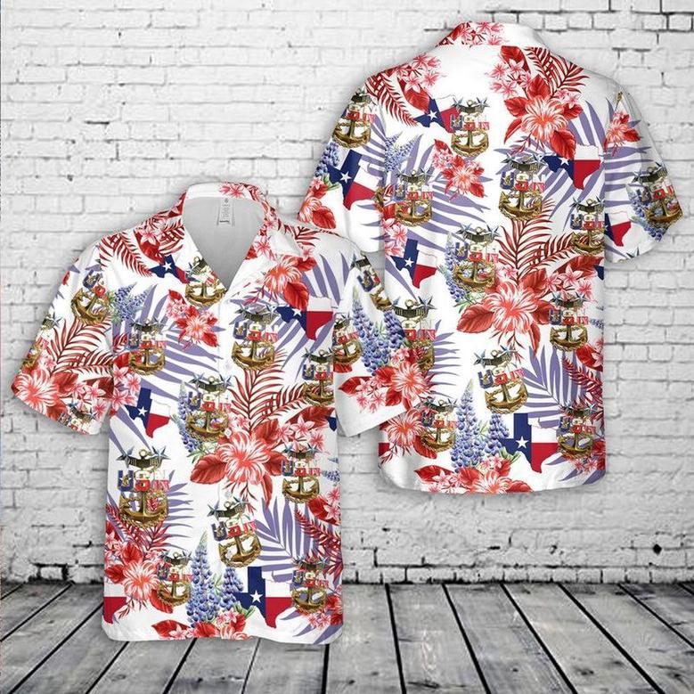 Us Navy Hawaiian Shirt, Us Navy Master Chief Texas Style Anchor Hawaiian Shirt, Military Hawaiian Shirt