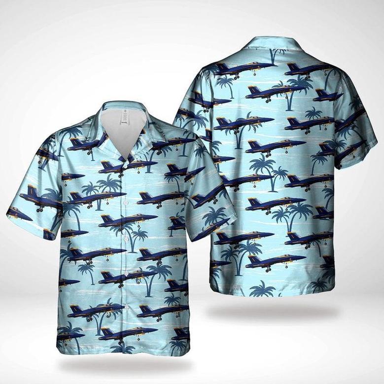 Us Navy Hawaiian Shirt, Us Navy Blue Angels Boeing Super Hornet Hawaiian Shirt, Military Hawaiian Shirt