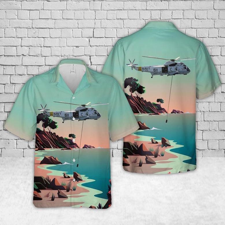 Us Navy Hawaiian Shirt, Us Navy Sikorsky Sea King Of Helicopter Sea Combat Squadron Eight Eightballers Hawaiian Shirt