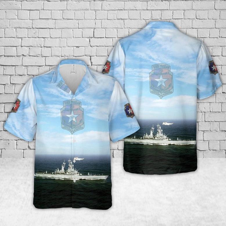 Us Navy Hawaiian Shirt, Us Navy Uss Texas Hawaiian Shirt, Military Hawaiian Shirt