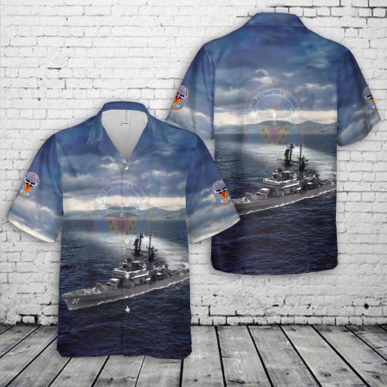 Us Navy Hawaiian Shirt, Us Navy Uss Richmond K. Turner Leahy-Class Cruiser Destroyer Leader Hawaiian Shirt