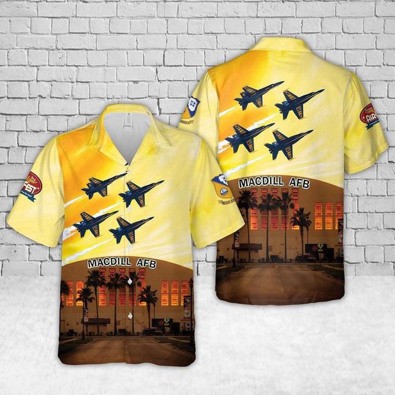 Us Navy Hawaiian Shirt, Us Navy Blue Angels Tampa Bay Airfest Hawaiian Shirt, Military Hawaiian Shirt