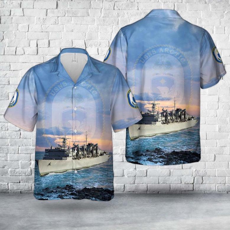 Us Navy Hawaiian Shirt, Us Navy Usns Arctic Hawaiian Shirt, Military Hawaiian Shirt