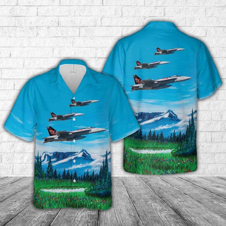 Us Navy Hawaiian Shirt, Us Navy Strike Fighter Squadron 14 F Tophatters Hawaiian Shirt, Military Hawaiian Shirt