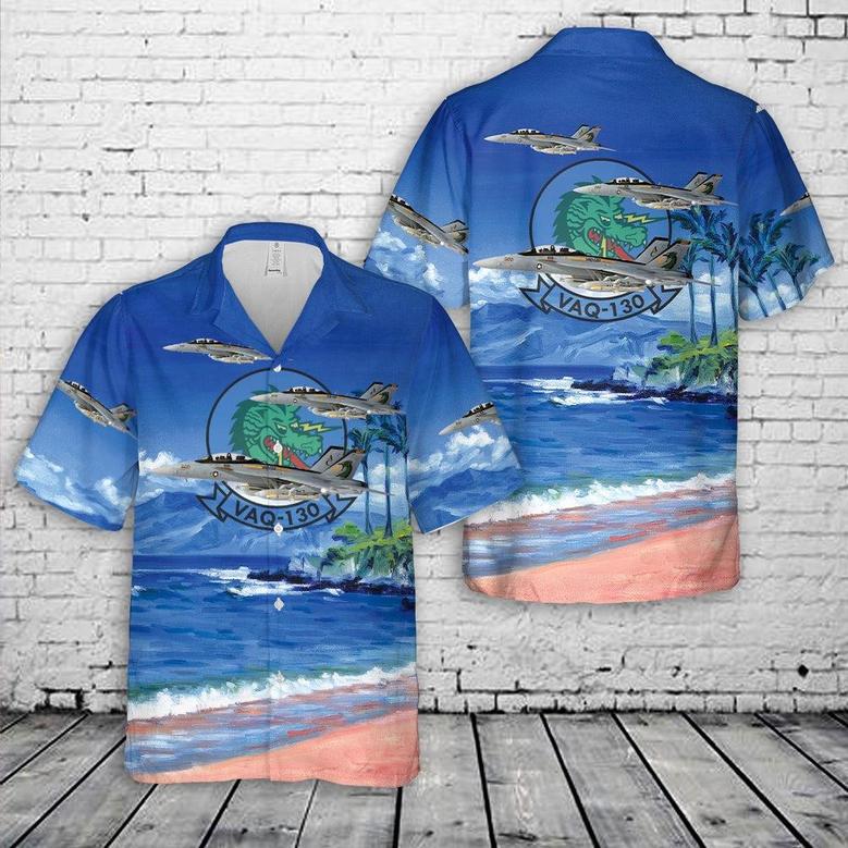 Us Navy Hawaiian Shirt, Us Navy Electronic Attack Squadron 130 Zappers Grumman Growler Hawaiian Shirt