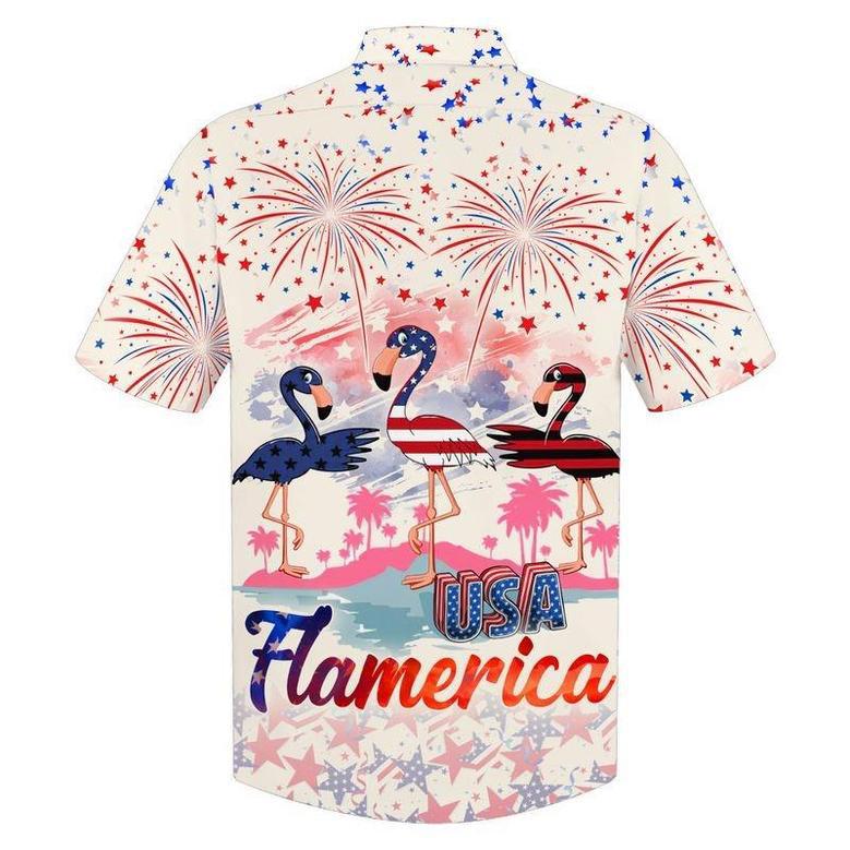 Usa Flamerica Hawaiian Shirt For Of Jul, Summer Flamingo Aloha Beach Shirt For Men And Womens