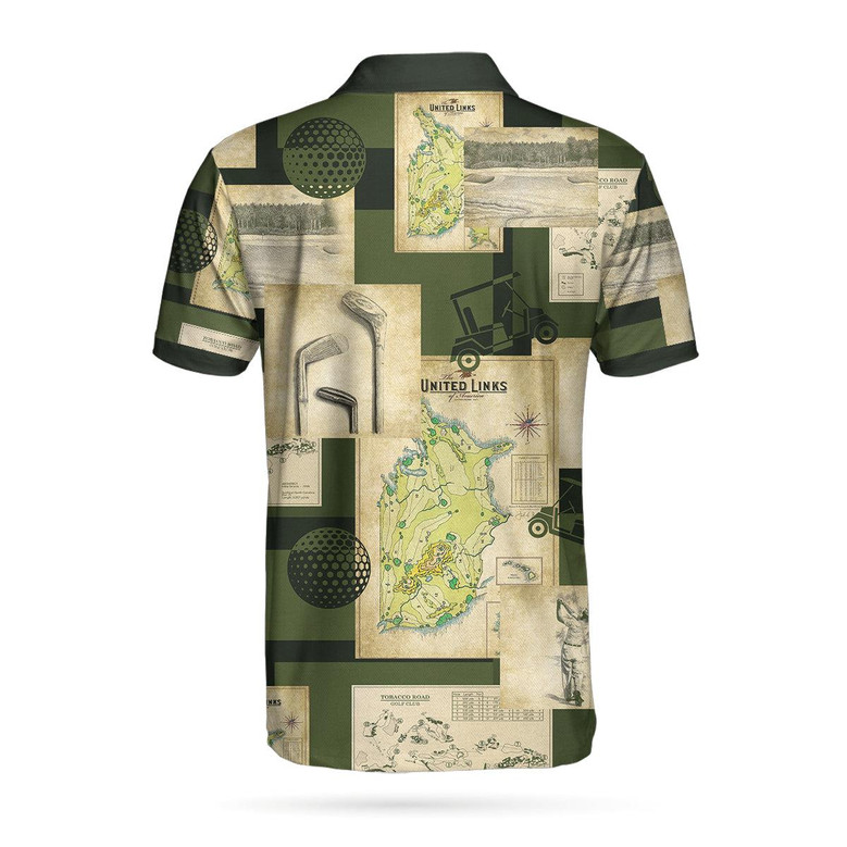 Vintage Golf Art All Over Print Polo Shirt, Vintage Golf Map And Sketch Polo  Shirt, Best Golf Shirt For Men Coolspod