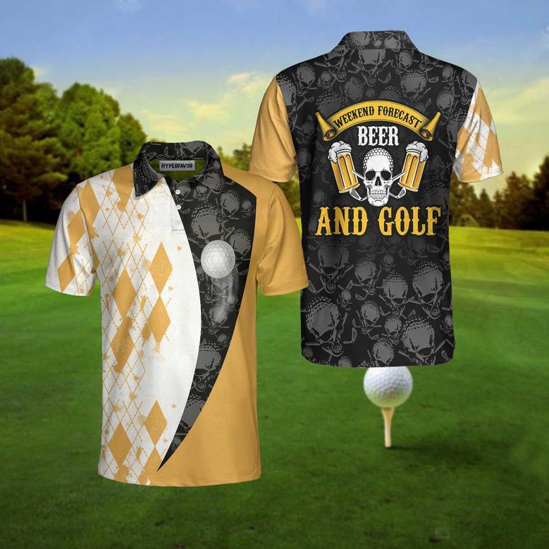 Weekend Forecast Beer And Golf With Skeleton Polo Shirt Coolspod