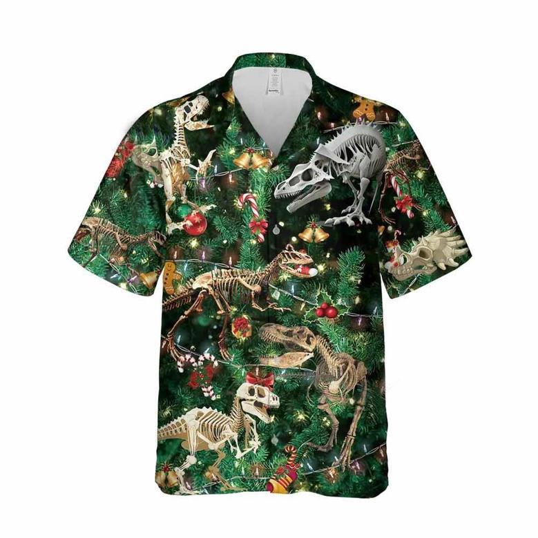 Xmas Dinosaur Fossils Hawaiian Shirt, Xmas Hawaiian Shirts