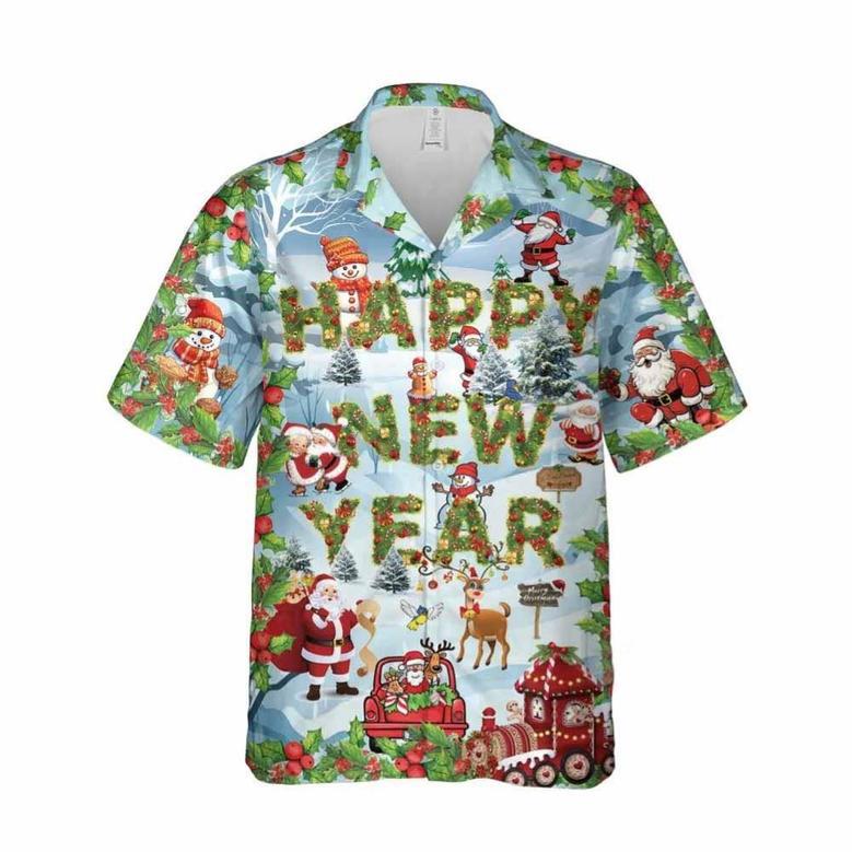 Xmas Happy New Year 2024 Season Greeting Hawaiian Shirt, Xmas Hawaiian Shirts