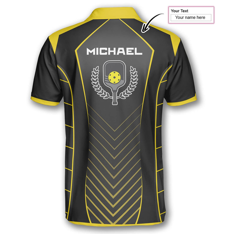 Yellow Black Sports Style Emblem Custom Pickleball Shirts For Men
