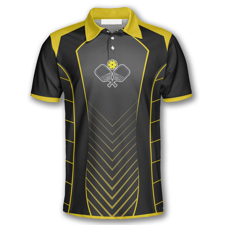 Yellow Black Sports Style Emblem Custom Pickleball Shirts For Men