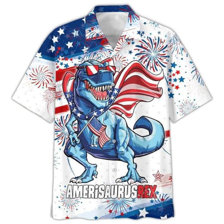 All Over Printed Of July , Amerisaurusrex Hawaii Beach Shirt, Saurus Usa , For Men Unisex Hawaiian Shirt Aloha Shirt