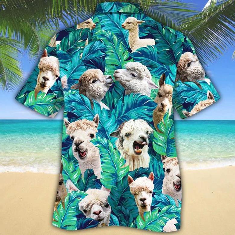 Alpaca Lovers Hawaiian Shirt, Tropical Alpaca Men Hawaiian Shirts - Casual Button Down Short Sleeve Shirt Summer Gifts