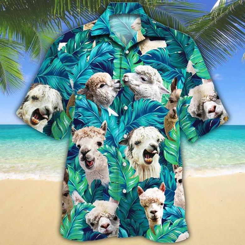 Alpaca Lovers Hawaiian Shirt, Tropical Alpaca Men Hawaiian Shirts - Casual Button Down Short Sleeve Shirt Summer Gifts