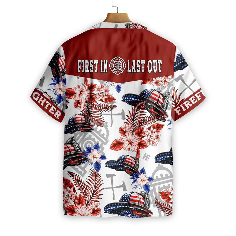 American Flag Firefighter Helmet Seamless Firefighter Hawaiian Shirt, Texas Bluebonnet Firefighter Shirt Summer Gifts