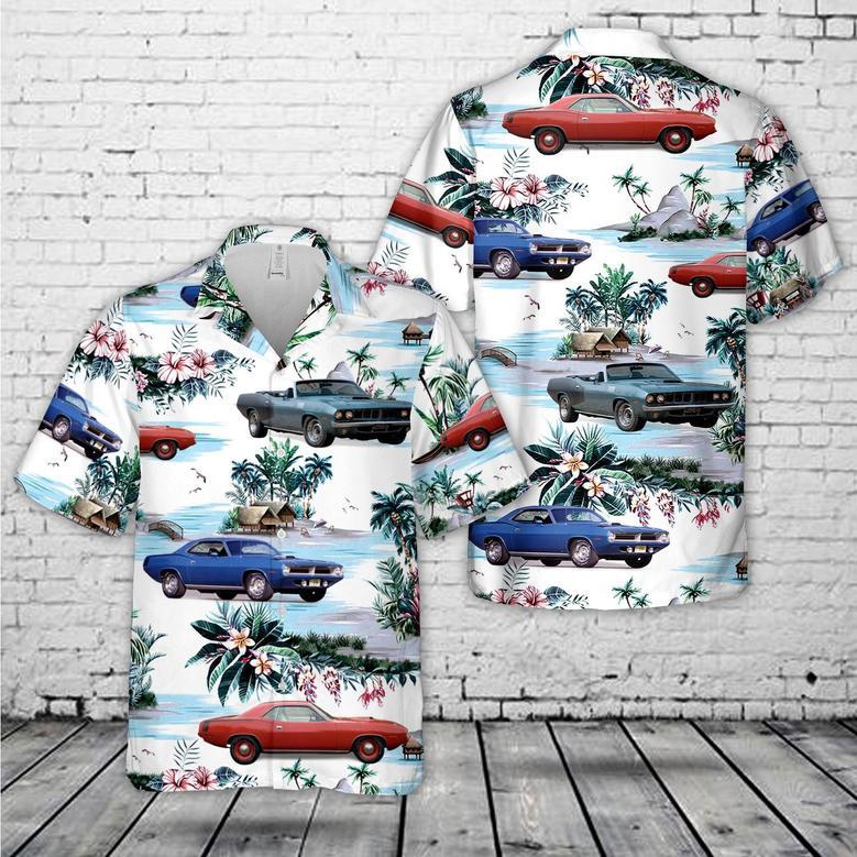 American Muscle Car 1970 Hawaiian Shirt For Men, Classic Car Hawaiian Shirt, Vintage Car Shirt Summer Gifts