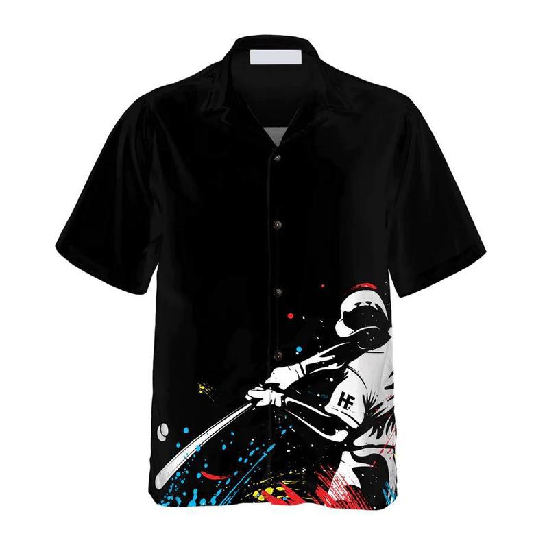 Baseball Players' Silhouettes On Paintball Pattern Unisex Hawaiian Shirt Aloha Shirt