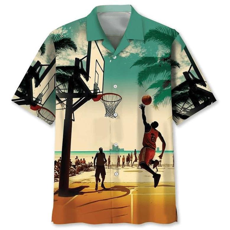 Basketball Hawaiian Nature , Summer Gift For Women, Men Unisex Hawaiian Shirt Aloha Shirt