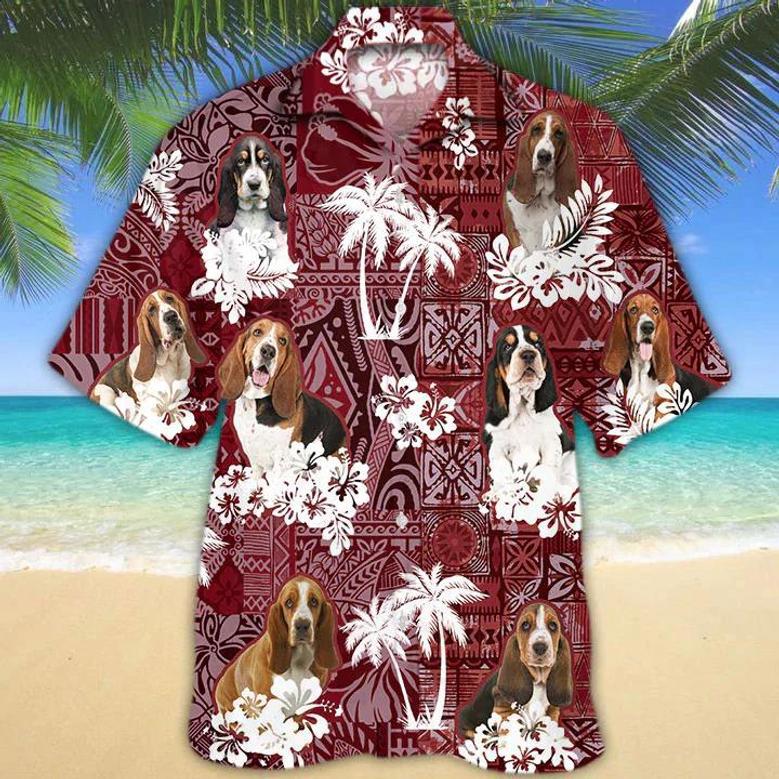 Basset Hound Red Hawaiian Shirt, Hawaiian Shirt For Men, Women, Aloha Shirt For Summer Summer Gifts