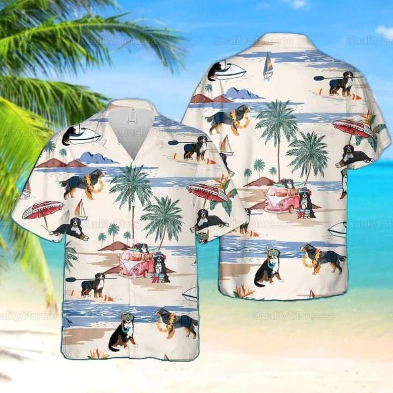 Bernese Mountain Hawaiian Shirt, Bernese Mountain Shirt, Bernese Mountain Beach Shirt Summer Gifts