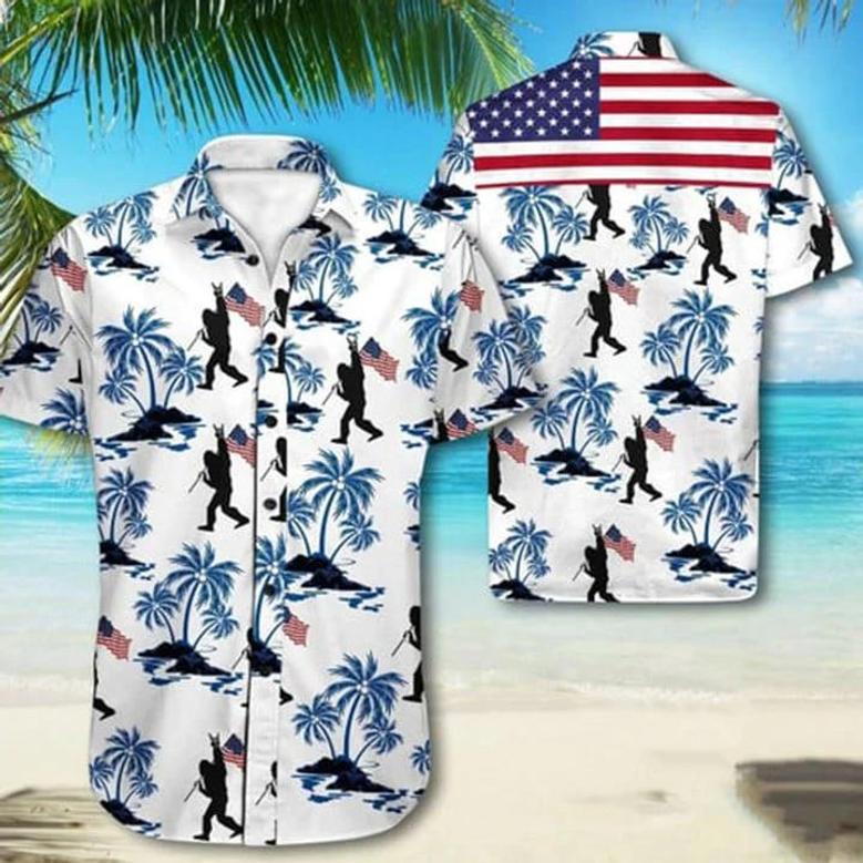 Bigfoot Proud Of America Of July Tropical - Bigfoot , Summer Gift For Women - Men Unisex Hawaiian Shirt Aloha Shirt