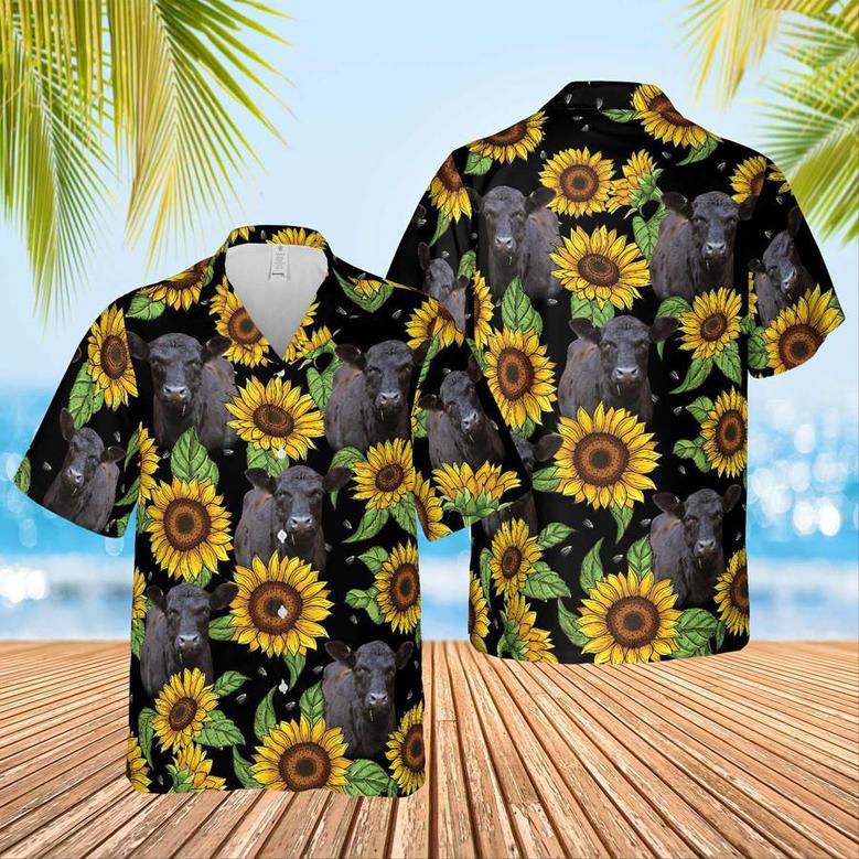 Black Angus Flower Summer Hawaiian Shirt, Cow Hawaiian Shirt For Men And Women, Gift For Farm Lover Summer Gifts