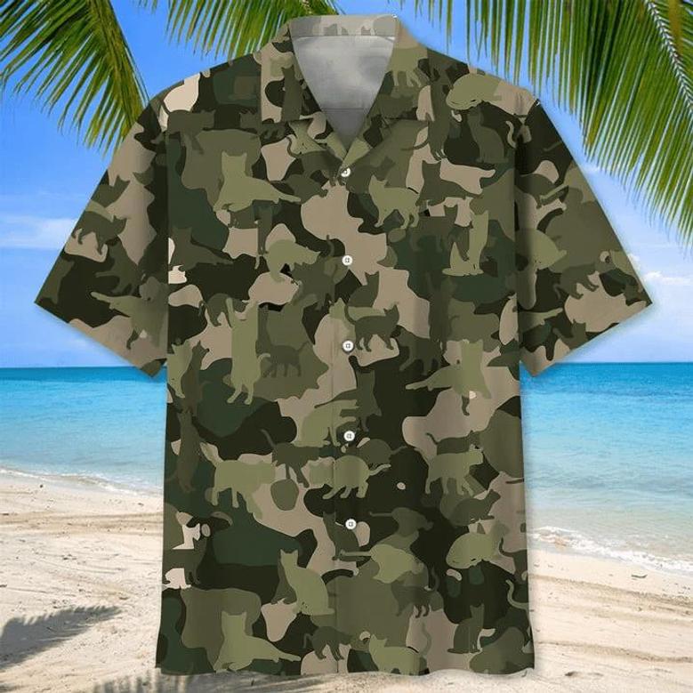 Black Cat Tropical , Unisex Summer Beach Casual Short Sleeve Summer Vacation Beach Shirts Unisex Hawaiian Shirt Aloha Shirt