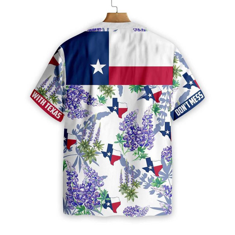 Bluebonnet Texas Hawaiian Shirt Purple Version, Button Down Floral And Flag Texas Shirt, Proud Texas Shirt For Men Summer Gifts