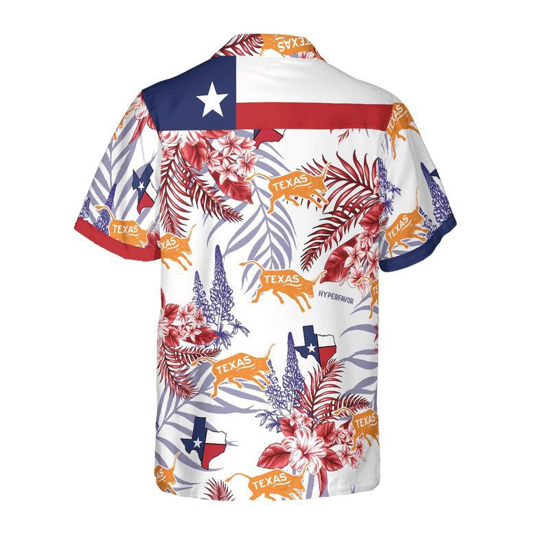 Bluebonnet Texas Hawaiian Shirt Red Version, Button Down Floral And Flag Texas Shirt, Proud Texas Shirt For Men Summer Gifts