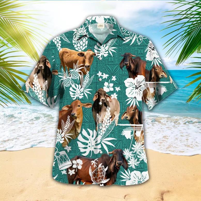 Brahman Cow , Cow Shirts, Cow Lovers, Shirt For Men, Gift For Him, Funny S Unisex Hawaiian Shirt Aloha Shirt