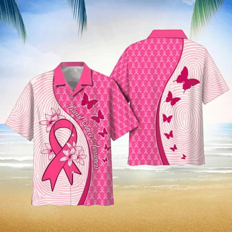 Breast Cancer Awareness Unique Pattern Hawaii Shirt New Collection Button Down Short Sleeves Hawaiian Full Print Shirt Unisex Hawaiian Shirt Aloha Shirt