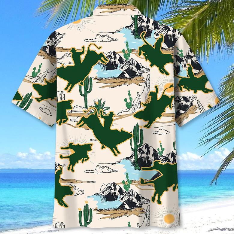 Bull Riding Desert , Short Sleeve Summer Vacation Beach Shirts For Men Unisex Hawaiian Shirt Aloha Shirt