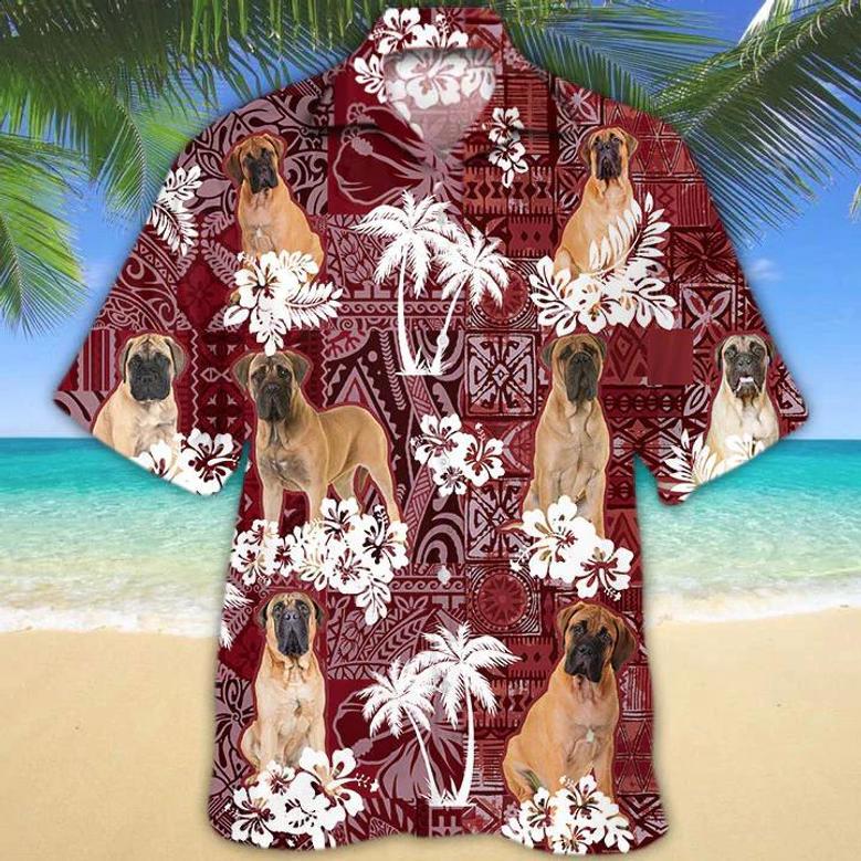 Bullmastiff Red Hawaiian Shirt, Animal Summer Shirts, Dog Lover Shirts, Hawaiian Shirt Men Summer Gifts