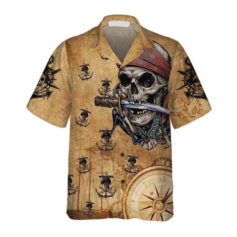 Captain Pirate Hawaiian Shirt, Cool Pirate Shirt For Adults, Pirate Pattern Shirt For Men Summer Gifts