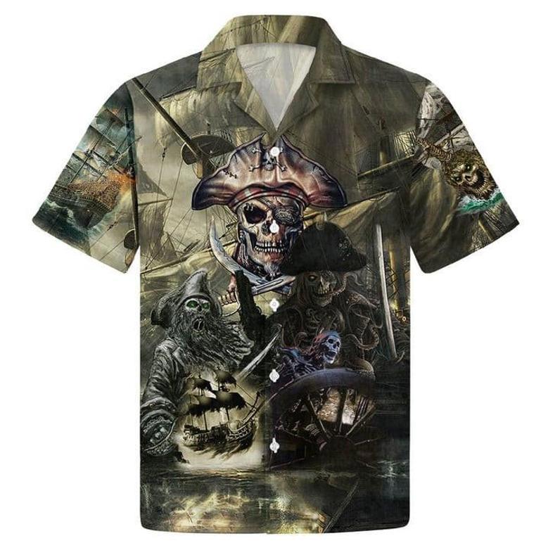 Caribbean Skull Pirate Ghost Ship , Summer Gift Unisex Hawaiian Shirt Aloha Shirt