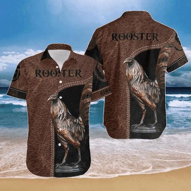 Chicken Camouflage Hawaiian Shirt Rooster Brown And Black Design Summer Gifts