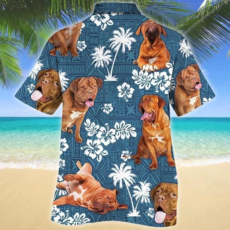 Chubby Pet Dogue De Bordeaux Dog Blue Tribal Pattern Hawaiian Shirt Summer Gifts